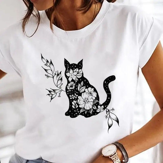 Tricou Cat And Flower