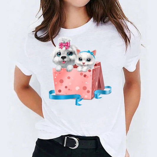 Tricou Cute Cat and Puppy