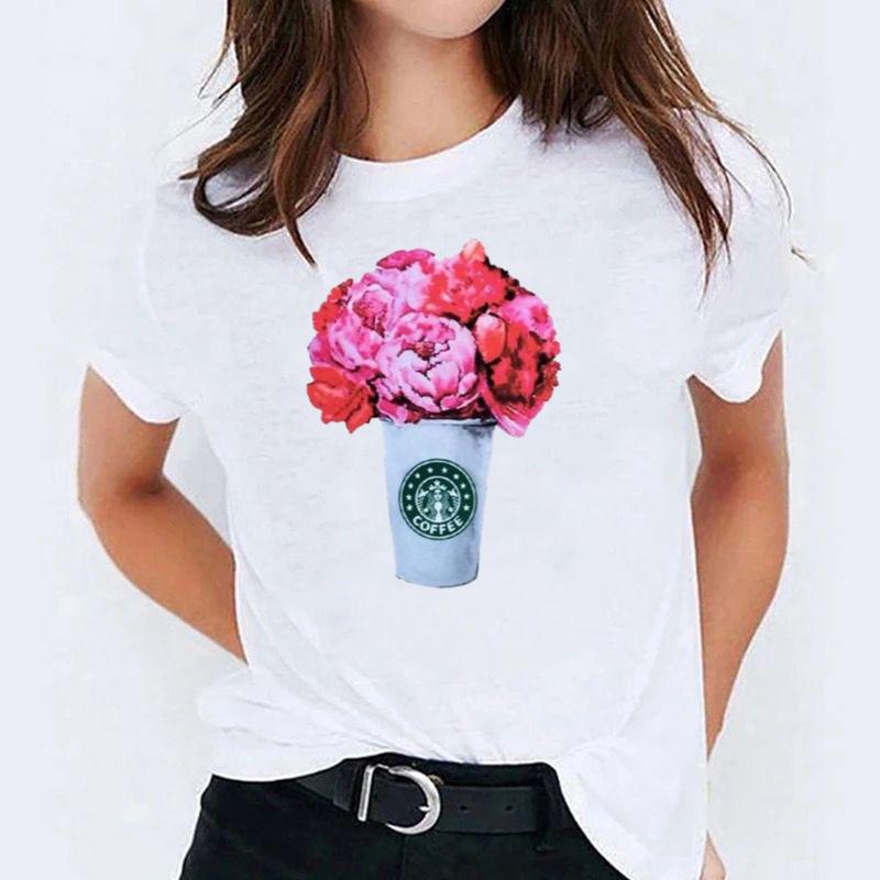 Tricou Coffee With Flowers