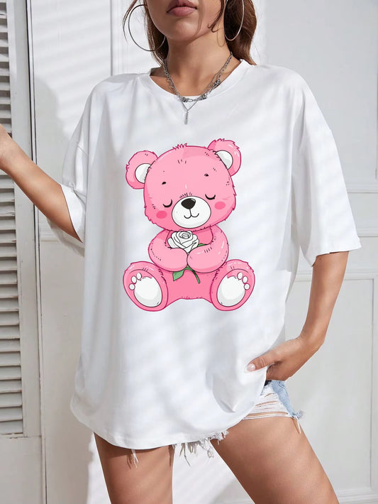 Tricou Oversize Pink Bear