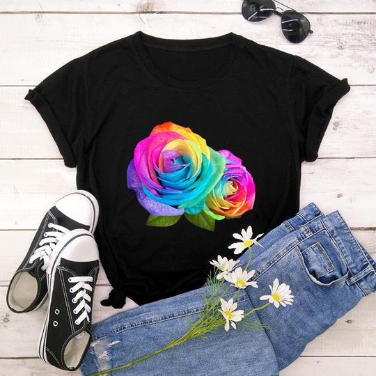 Tricou Black Flowers (6599792623800)