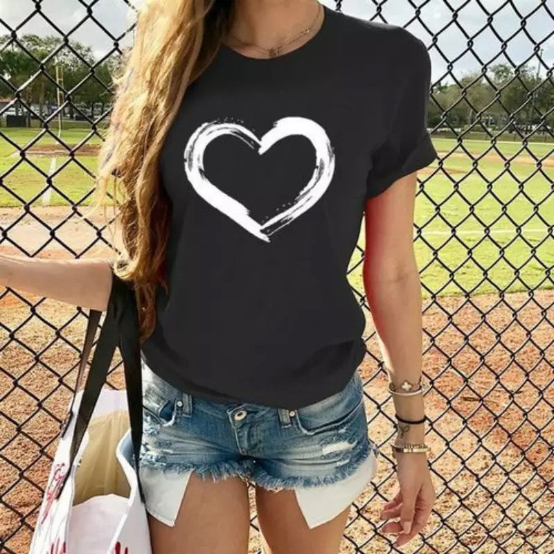 Tricou Black White Heart (6616853414072)