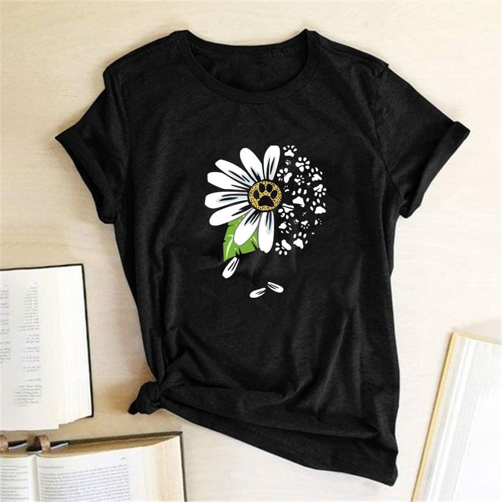 Tricou Negru White Flower 3 (6894833533112)