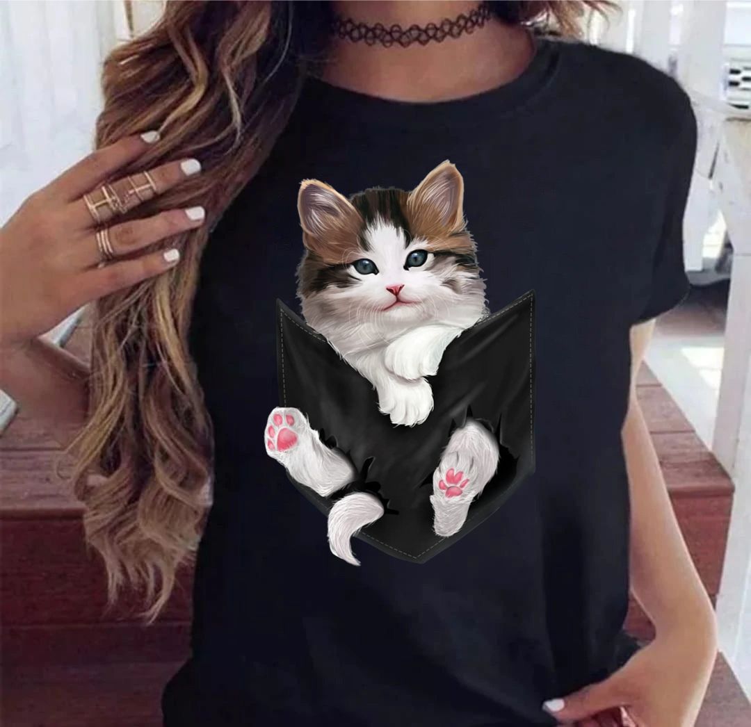 Tricou Black White Cat (6934580560056)