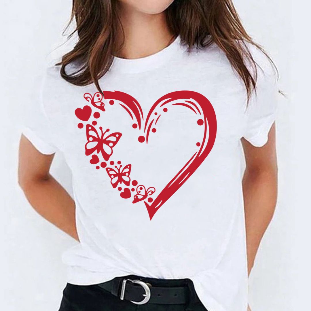 Tricou Butterfly Heart Red (6620647424184)