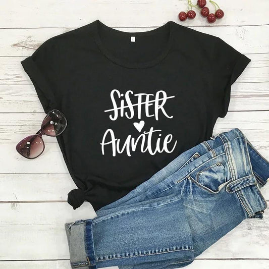 Tricou Auntie (Black) (6583904305336)